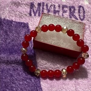 Elegant Red Beaded Bracelet in red gift box